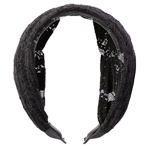 MagiDeal Women Lace Headband Retro Hair Band Wide Headwrap Hair Accessories - Black