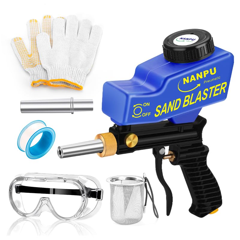 NANPU Light-Duty Air Sandblaster Gun Kit with Gravity Feed, Metal Nozzle