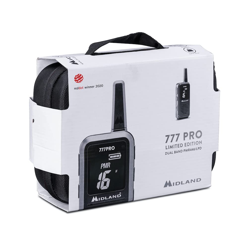 Midland 777 Pro 2-częściowy zestaw walizek C1365.01, 2 x wysokiej jakości PMR446 + LPD radiotelefony do profesjonalnego i prywatnego użytkowania z wyświetlaczem cyfrowym