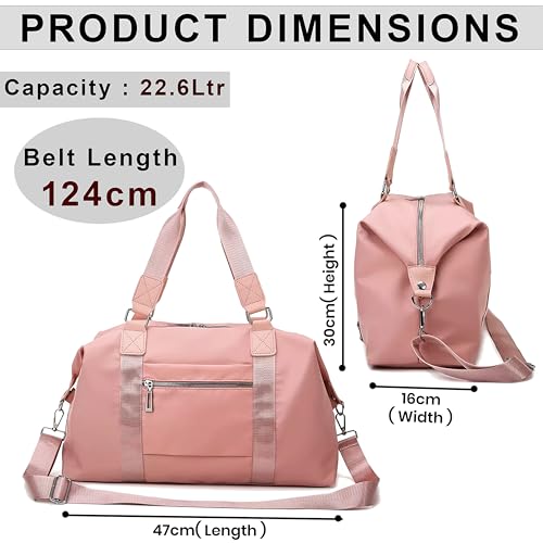 Storite Nylon 47 Cm Travel Duffle Bag, Sports Shoulder Bag for Women with Wet Pocket Weekender Overnight Luggage Bag - (Pink, 47 x 16 x 30 Cm) 2 51JeMQlkMDL