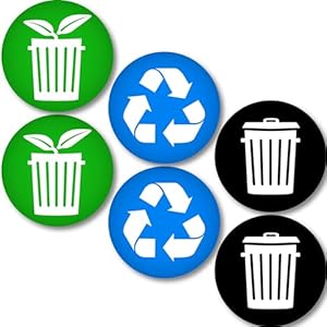 Recycle Trash and Compost Stickers – for Metal or Plastic Garbage cans, and Bins – Indoor & Outdoor – Laminated and UV Protected Premium Decal 2567 (Compost, Small)