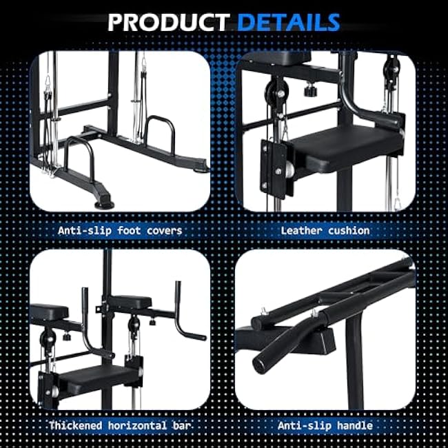 Dland Power Tower Dip Station Pull Up Bar Exercise Tower, Free Standing Pull Up Bars For Home Gym Strength Training Workout Equipment
