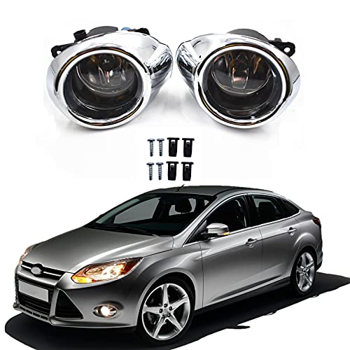 munirater Pair of Clear Lens Driving Fog Lights Bumper Lamps with Bulbs Replacement for Focus S/SE/SEL/Titanium 2012-2014 models