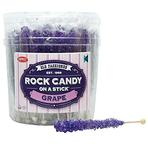 Sugar Candy Sticks - Crystal Sugar for for Birthday Parties, Party Favors, Mixed Drinks Swizzle Sticks - Grape - 792g (Purple) - 36 Sticks