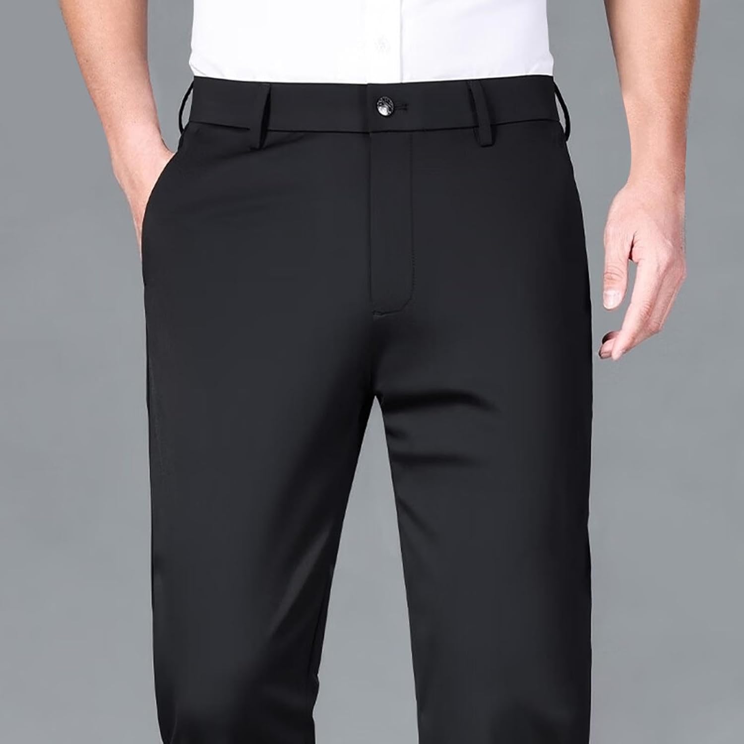 Men's Dress Pants Formal Work Business Casual Pants Slacks Flat Front Straight Leg Comfy Stretch Office Trousers