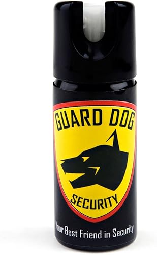 Guard Dog Security Spray de pimienta que brilla en la oscuridad de 2 onzas con tinte UV, fuerza policial, 25 ráfagas