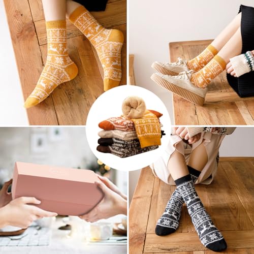 Image of SISOSOCK 5 Pairs Fuzzy Soft Cozy Comfortable Socks for Women, Casual Sleep Comfy Socks, Perfect Warm Winter Gifts for Women