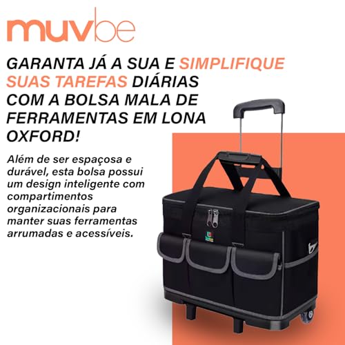 Bolsa de Ferramentas Multifuncional Com Rodinhas Em Lona Espaçosa Transporte Fácil Alça Para Carrega