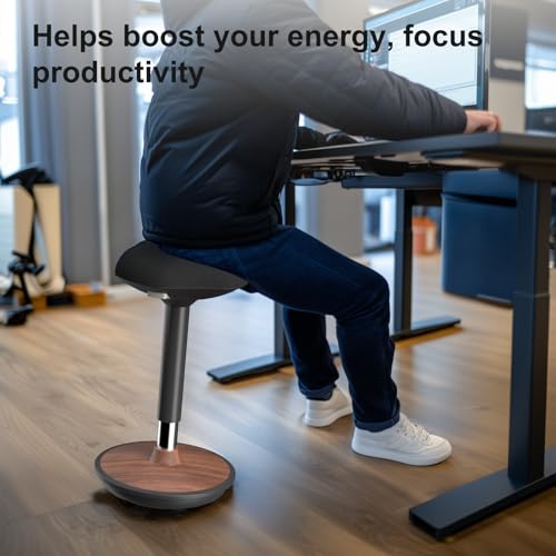 Image of Adult Wobble Stool - Anti-Fatigue Standing Desk Stool with 360 Rocking Non-Slip Curved Base, Height Adjustable 22-32 Inch Standing Chair for Home & Office,Walnut