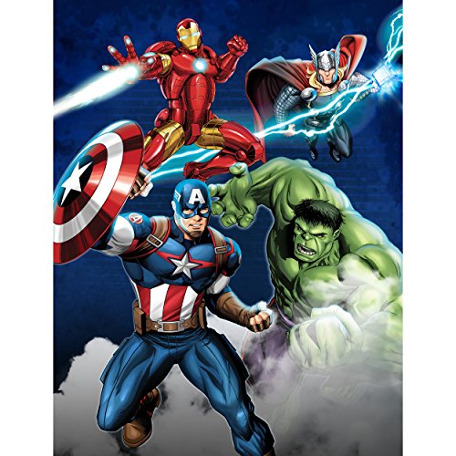 Image of Jay Franco Plush Throw Blanket - 46 inch x 60 inch Inches Kids Hero Soft & Cozy Fleece Throw for Bedroom & Couch Decor, Official Licensed Product, Blue - Avengers