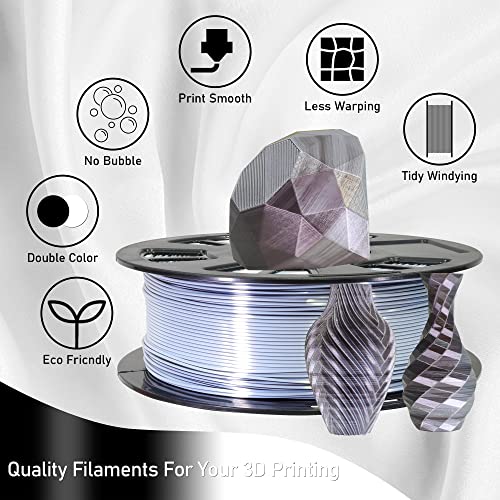 Image of MIKA3D 1.75mm Silk Shiny White Black PLA Dual Color Co-Extrusion 3D Print Filament, 2 Colors in 1 3D Filament, 1KG 3D Printing Material with Bicolor Dichromatic 2 Colors, Widely Fit for 3D Printer