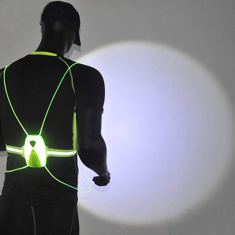 Welch LED Light Running Reflective Vest Safety Night Light USB Rechargeable Cycling Multicolored Fiber Optics Suit Women Men Kids Adjustable Light Weight Gear for Jogging Biking