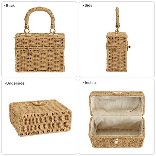 So'each Women's Straw Purse Handbag Wicker Square Crossbody Rattan Bag Boho Crossbody Bag4