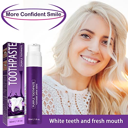 Purple Teeth Whitening Toothpaste, Purple Toothpaste Gel For Teeth Sensitive Teeth, Stop Tooth Sensitivity, Reduce Yellow Stains #TOP6