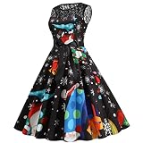 Material: Poliéster Fiesta Encaje ama de casa Mujer Noche de Navidad Vestido de Fiesta 1950s sin Mangas Vestido de Mujer Zapatos Mujer De Vestir