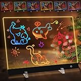 Lavagnetta in Acrilico con Luci LED, 35x25cm Lavagna Promemoria LED, 5 Modalità e 6 Color...