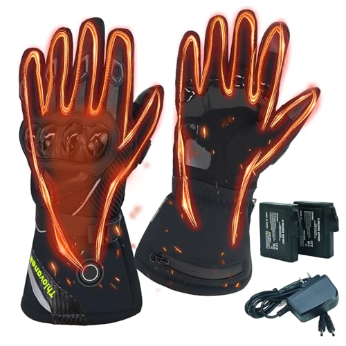 Heated Motorcycle Gloves for Men Women Waterproof Winter Rechargeable Gloves Windproof Motorcycle Riding Winter Thermal Glove Electric Heating Glove for Cycling Skiing Snowboarding Motorcycle Racing