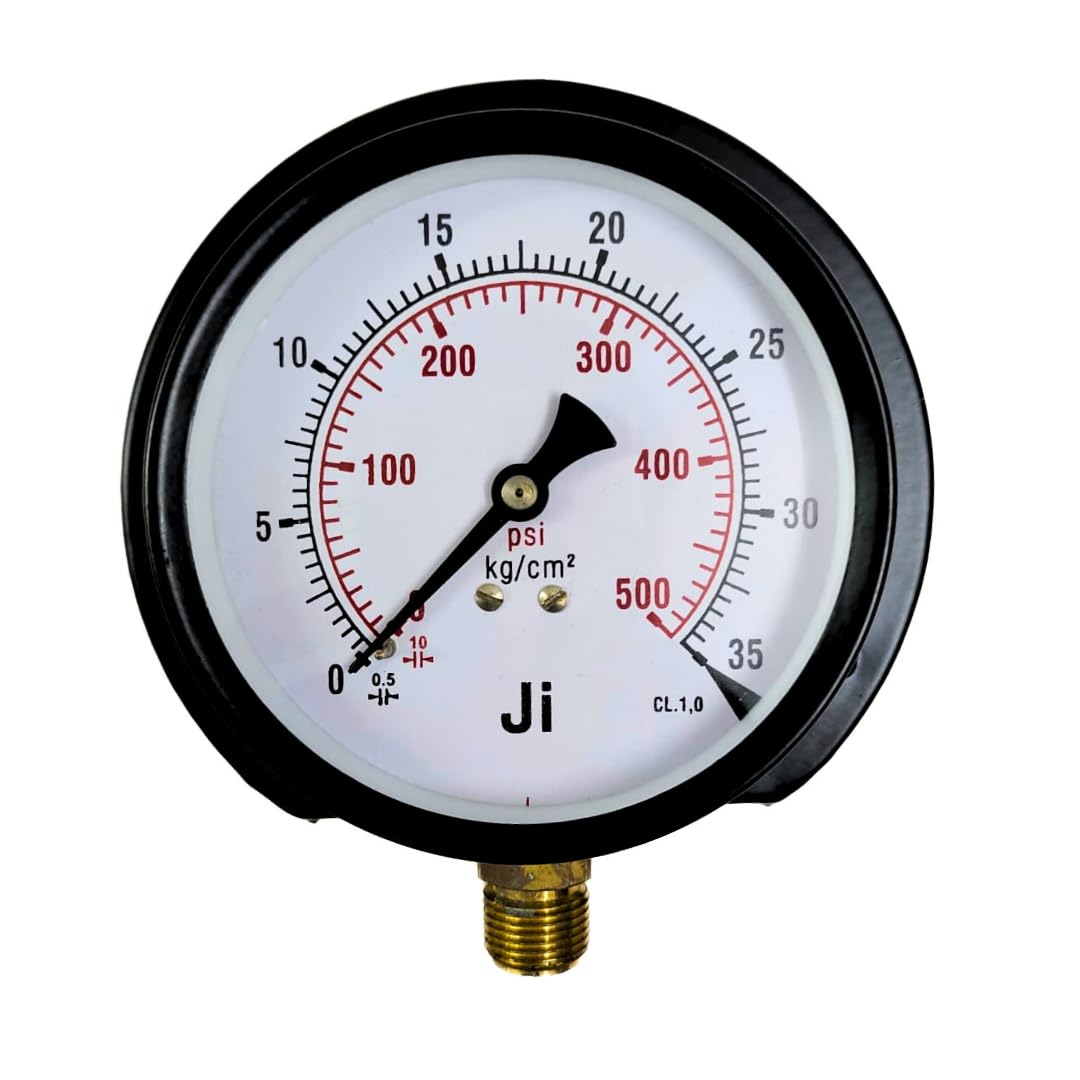 "Ji" Japsin Instrumentation Pressure Gauge 4" Dial, Range 0-35 Kg/Cm2 with Dual Scale of 500 PSI, Surface Mounting Bottom Entry, 3/8" BSP (M) Connection, MS Case & Brass Internals - Process Control (B08YX8V8D1) Amazon Price History, Amazon Price Tracker