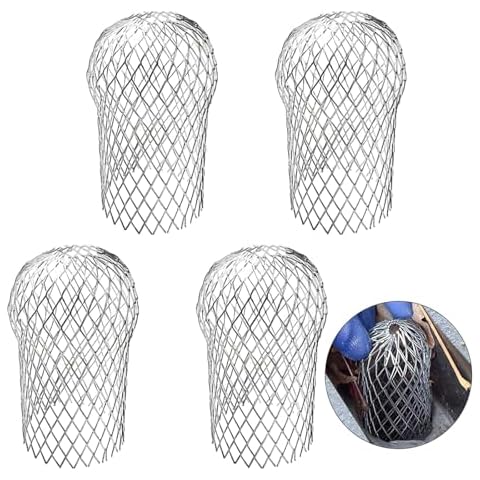AccEncyc 4 Pcs Gutter Downspout Guards 3.5 Inch Aluminum Leaf Filter Strainer Expandable Gutter Downspout Protector for Preventing Blockage Leaves Debris Cover