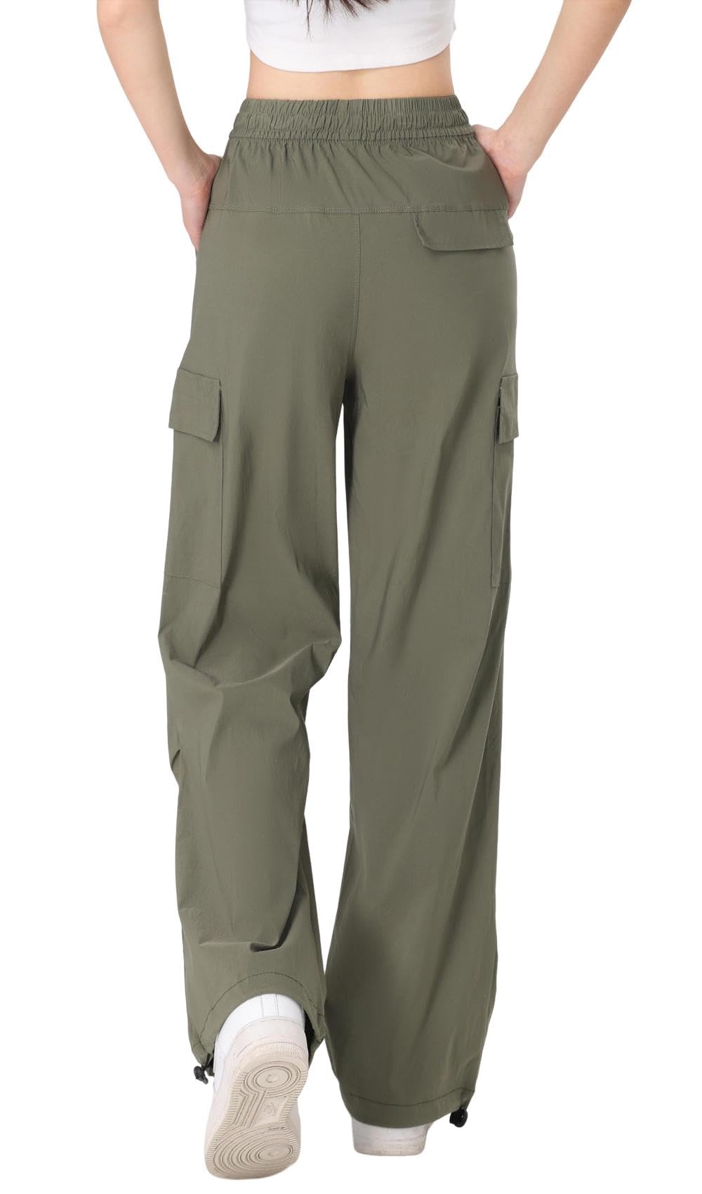 Pantalon Cargo Femme Strech Large Pantalons de Travail à Séchage Rapide Elastique Taille Haute Multipoche Y2K Streetwear