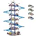HOMCOM Parking Garage Kinder Rennbahn Kinder Autorennbahn Parkgarage für Spielzeugautos mit Licht und Sound ab 3 Jahre ABS Blau+Weiß 64 x 59 x 113 cm