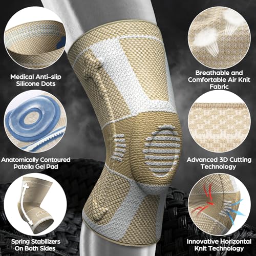 Image of NEENCA Professional Knee Brace for Pain Relief, Medical Knee Compression Sleeve, Knee Support with Horizontal Knit Tech for Meniscus Tear, ACL, Arthritis, Joint Pain, Runner, Workout- FSA /HSA APPROVED