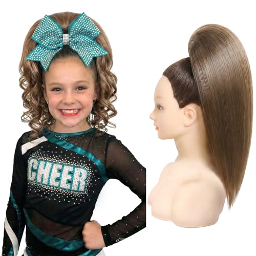 SEIKEA Cheer Ponytail Hair Piece 100% Real Human Hair 16 Straight Cheerleader Hairpiece Smooth Natural Healthy Reusable Ponytail Extension for Competition Dance & Stage Chocolate Bronzed