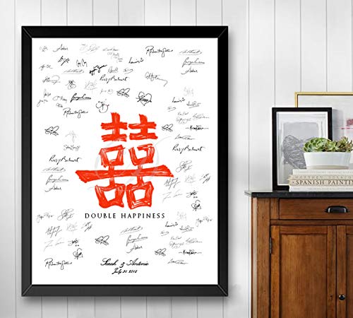 Double Happiness Alternative Guest Book Wedding, Chinese Symbol, Red, Good Luck, Wedding (Guestbook Sizes: 13" x 19" to 24" x 36")