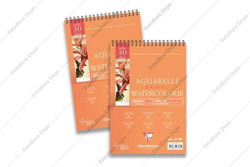 Lot de 4 Bloc encollé de 10 feuilles de papier aquarelle Etival grain fin, 300 g/m², 24x30