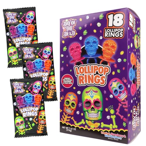 Halloween Day of the Dead Sugar Skull Lollipop Rings, Box of 18 - image 2