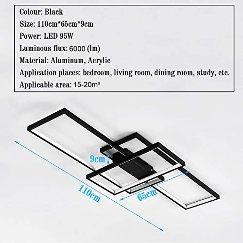 Plafonnier LED moderne à intensité variable noir 95W avec télécommande - 5