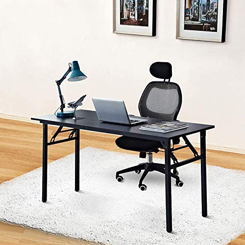 Image of Need Office Computer Desk 60 Inch Sturdy Folding Laptop Table Black