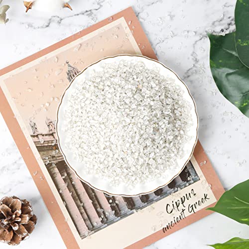 Image of T4U Tumbled Chips Stones Crushed Crystal Quartz 1 LB, Irregular Shaped Gravels Pebbles Healing Stones, DIY Smoothed Rocks for Potted Plant,Resin Art,Vase Fillers Aquarium Gravel Rocks (Clear)