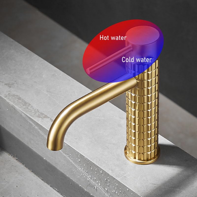 TYKHGFS Desagüe de Fregadero emergente de Oro Cepillado, tapón de residuos de latón anticierre para lavabos de baño(Azul)