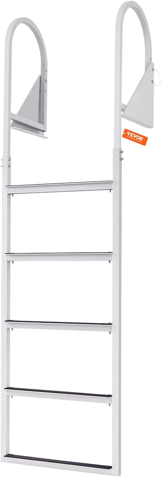 VEVOR Dock Ladders Flip Up, Dock Ladder with Rubber Mat, Swim Ladder Aluminum 5 Step, Each Step 21.5", 350Lbs Load, for Lake, Marine Boarding, Pool