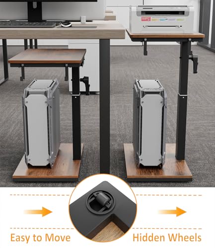CSIHOP Height Adjustable Computer Tower Stand with Wheels and Charging Station,2-Tier PC Stand for Floor or Carpet,PC Holder Under Desk for ATX-Case,Office,Home,Gaming Room - Thumbnail 3