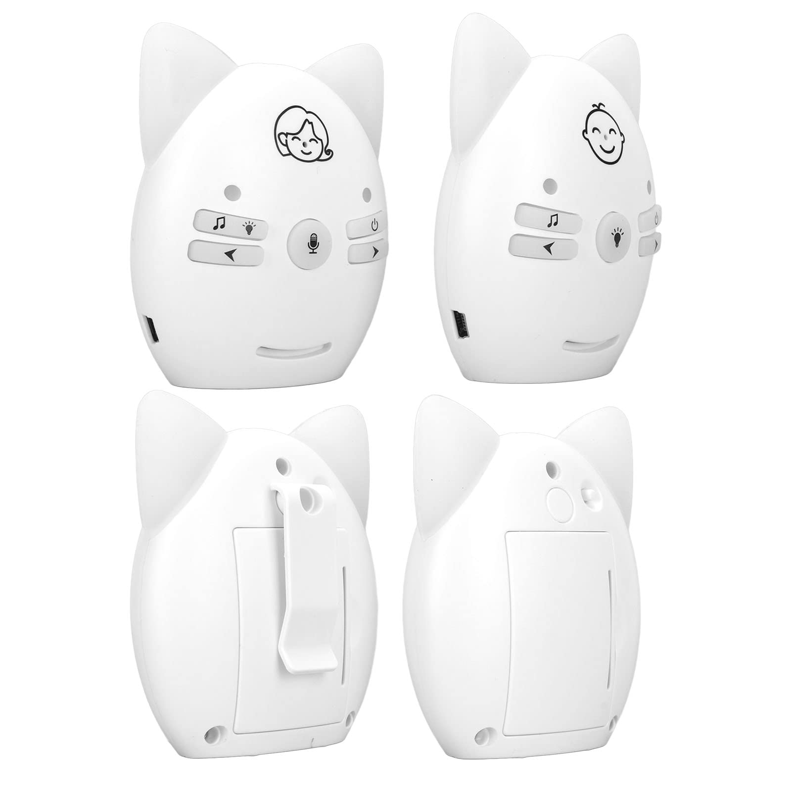 Moniteur bébé Numérique sans Fil, Bidirectionnel, Musique et Veilleuse, Prise UE, pour la Surveillance de bébé (White)