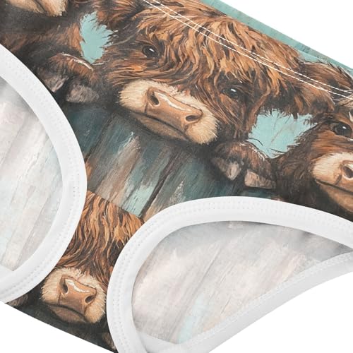 Toddler Underwear Custom 2t Cotton Little Girl Panties Artistic Briefs Underpants Cute Highland Cows Wooden4