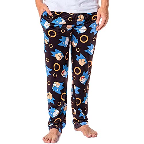 Sonic The Hedgehog Men's Allover Character And Rings Video Game Lounge Pajama Pants2