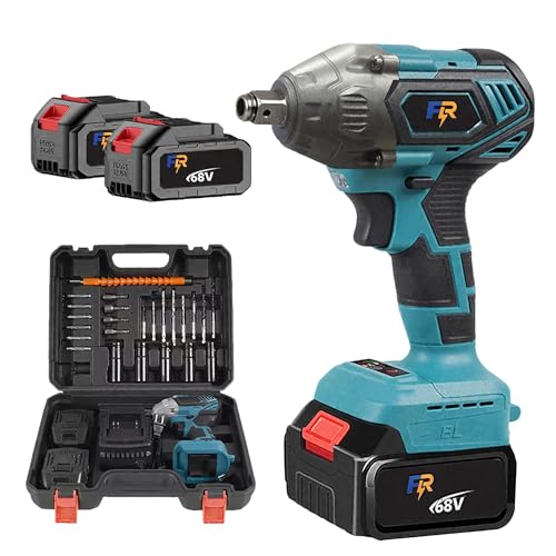 Chave de Impacto Elétrica Sem Fio 800N.M 68V - Kit com 2 Baterias 1.3Ah, Motor Brushless, Entrada Dupla 1/2' e 1/4', Carregador Rápido e Acessórios Completos