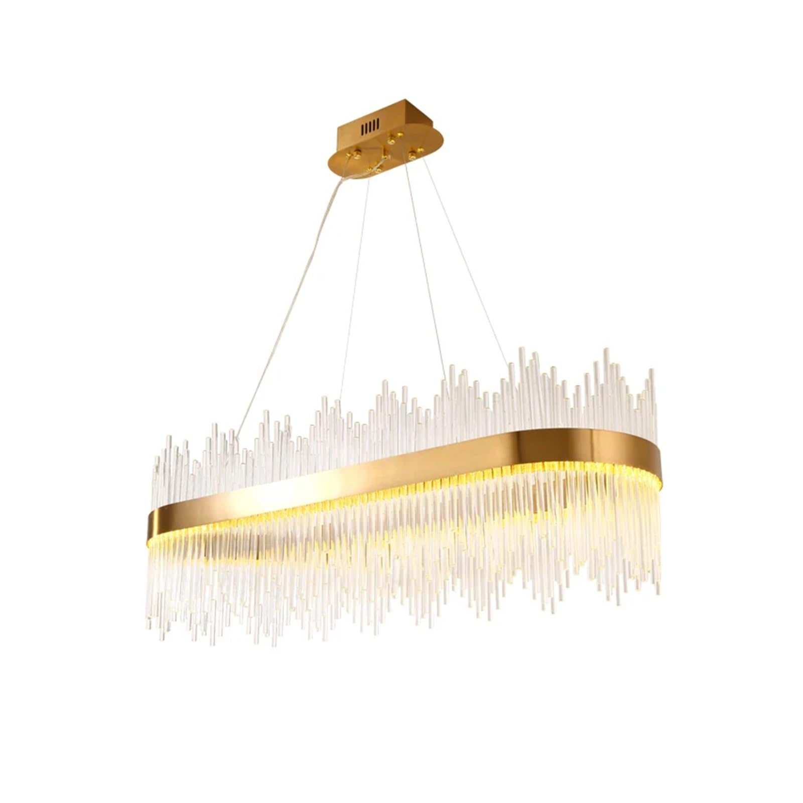 Genérico Lámparas de araña, Lámpara colgante LED de cristal lujo moderna for comedor, lámpara techo regulable, suspensión metal brillante, accesorios iluminación(1 ring dia80cm,Natural)