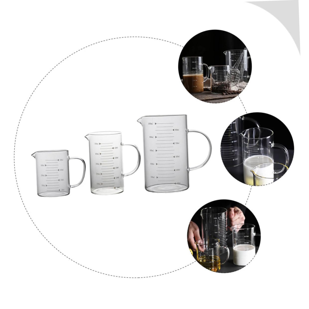 PRETYZOOM 3pièces Tasses à Mesurer Verre Résistant Chaleur Pour Cuisine Et Pâtisserie Pour Lait Jus Et Autres Liquides