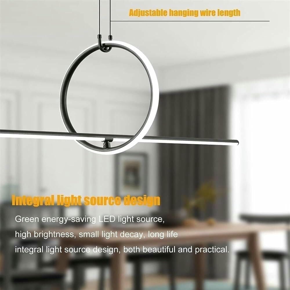 Lampadario A Sospensione Lineare A LED Nero Moderno, Regolabile in Altezza, 130 Cm, con 3 Colori, Ideale per Cucina E Sala da Pranzo. One Color 130cm