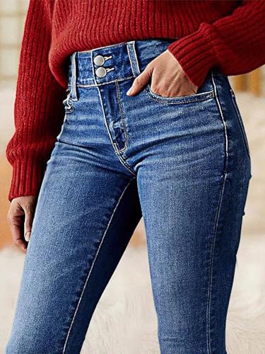 Image of Flamingals Womens High Rise Butt Lifting Curvy Skinny Jeans | Double Button,Tummy Contrl,Slim Fit, Stretchy Denim, Casual Wash, Daily, Work Office, Weekend, Travel, 2026 Trendy