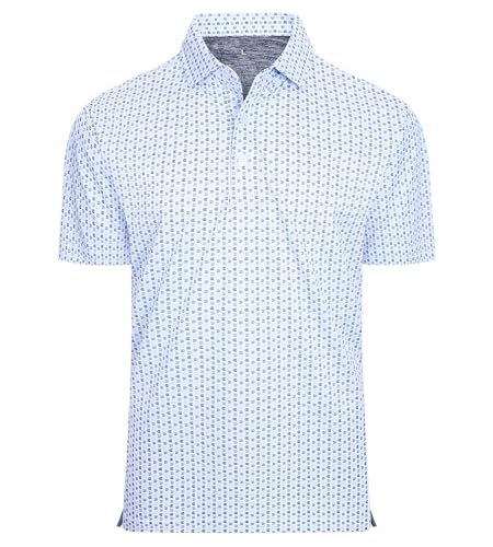Alex Vando Mens Golf Shirt Moisture Wicking Classic Print Golf Shirts for Men