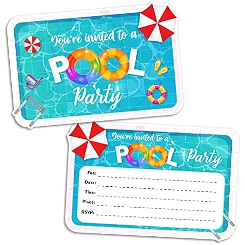 Yangmics Direct - Multicolor 30 Count Summer Pool Party Invitations with Envelopes for Boys and Girls Cover