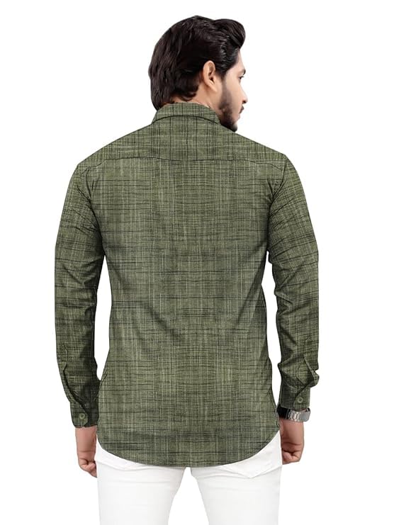 Image of Men's Pure Khadi Cotton Full Sleeves Striped Casaul Shirt