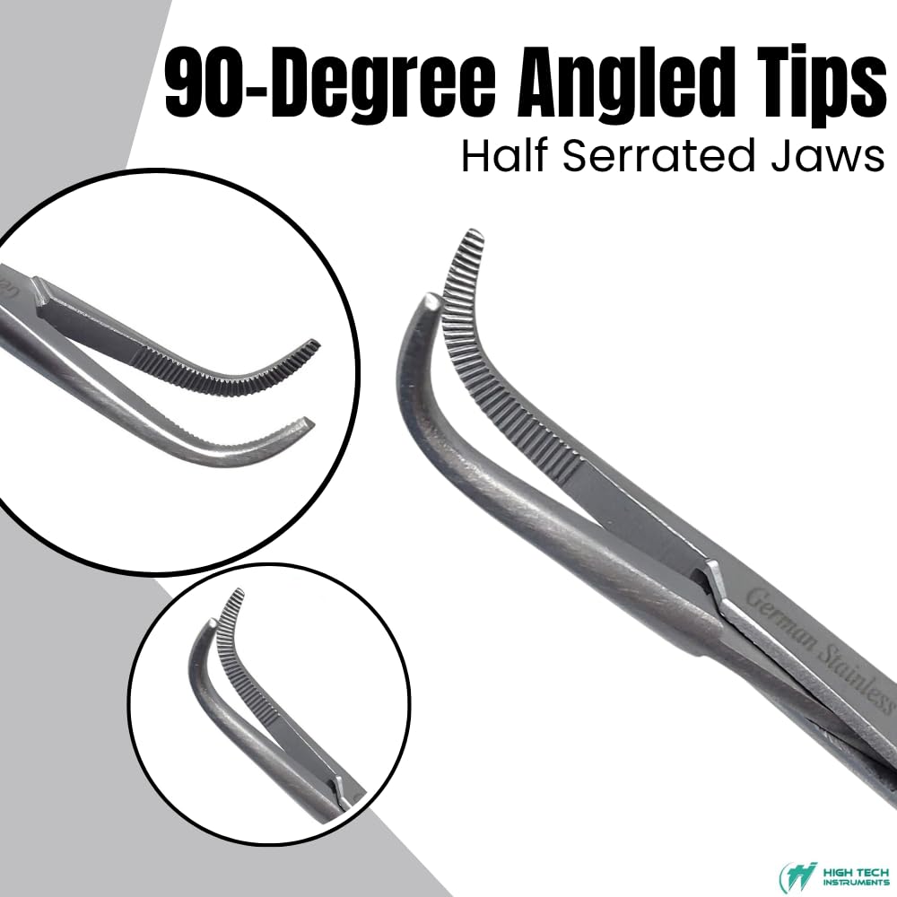 STAINLESS STEEL RIGHT ANGLE MIXTER HEMOSTAT FORCEPS FINE POINT (HTI BRAND) — Amazon image 3