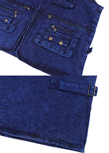KTWOLEN Homme Classique Décontractée Extérieur Veste Denim Gilet de Travail Multi Poches en Jean Veste sans Manche Veste de Blouson - Image 6