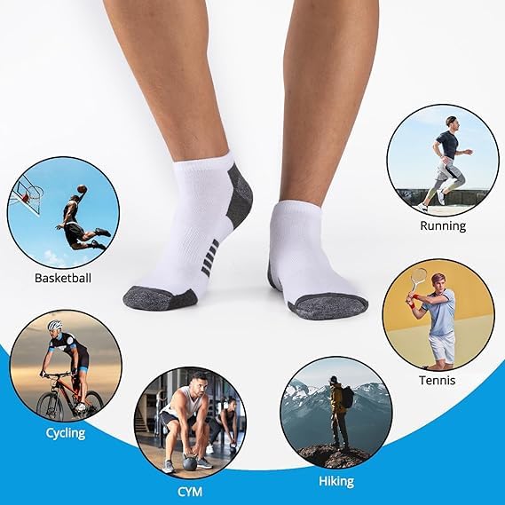 Men's Ankle Socks - 5 Pairs, Low Cut, Cushioned, Casual4